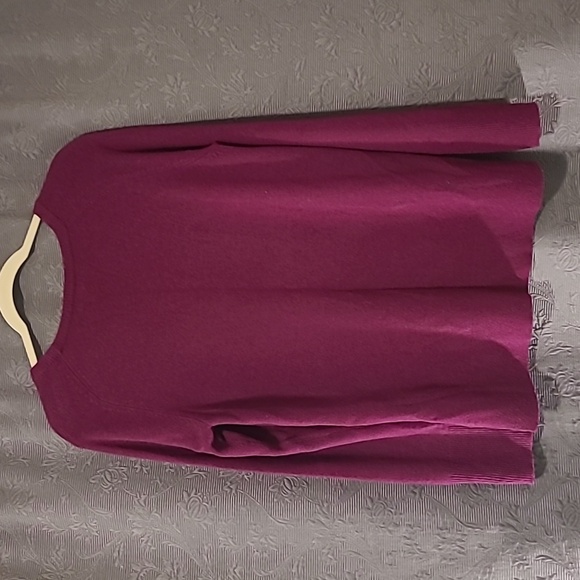 Halogen Cashmere Plum Bottom Slit Sweater, Large - Picture 6 of 6